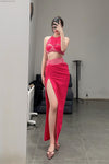 OUDE WAAG double-layer hanging slit slit skirt OW-23SS-SK02 pink